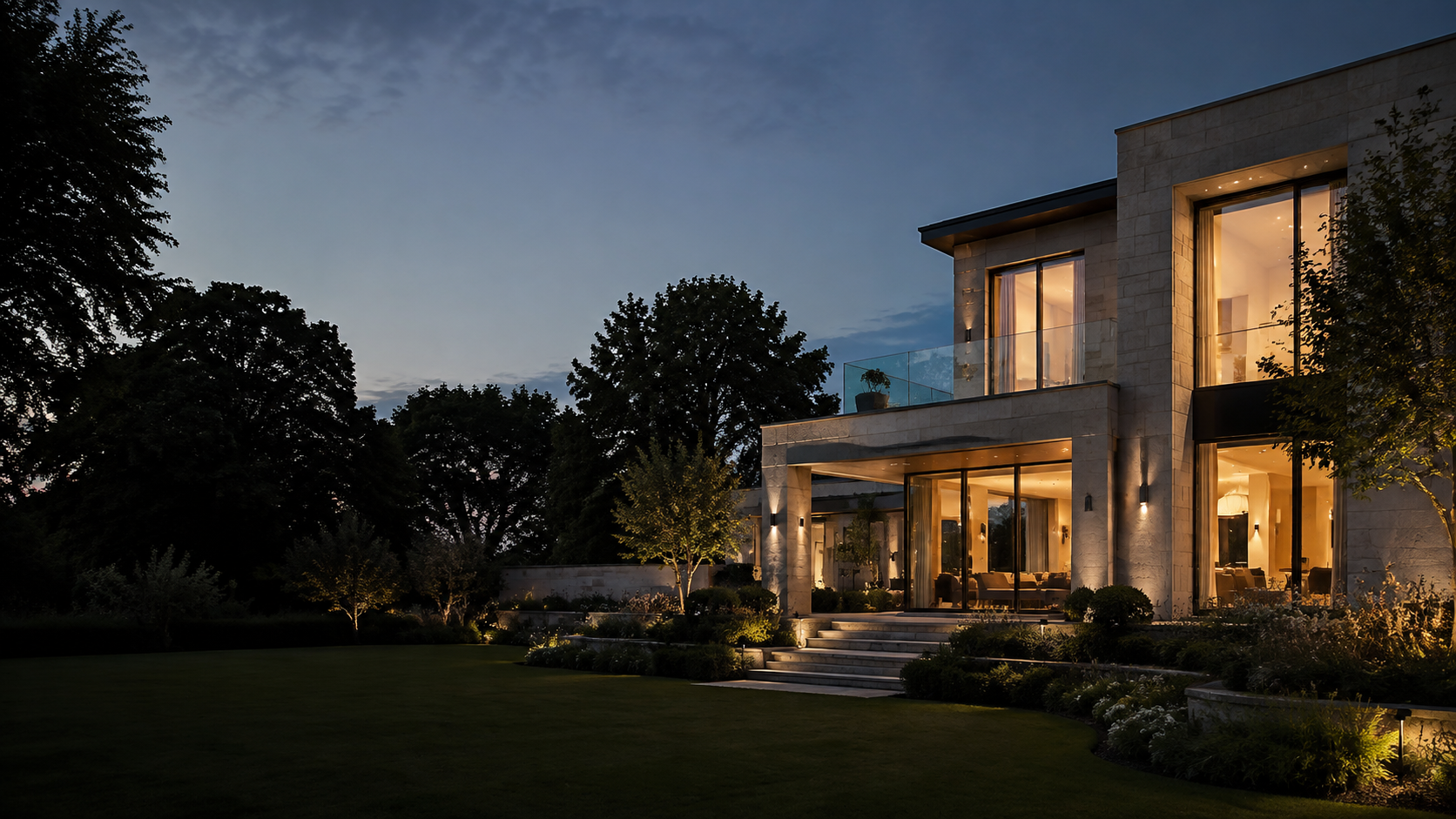 Contemporary Westbridge residence at dusk
